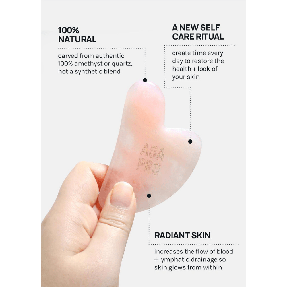 Gua Sha + Roller Massaging Set - Rose Quartz - MAKEUPMX Distribuidora