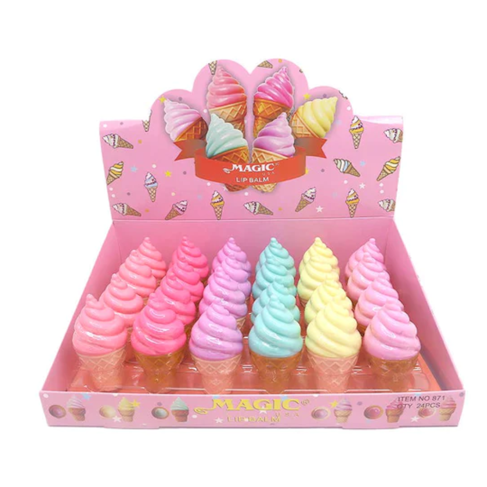 Display - Swirl Ice Cream Cone Lip Balm - 24Pcs