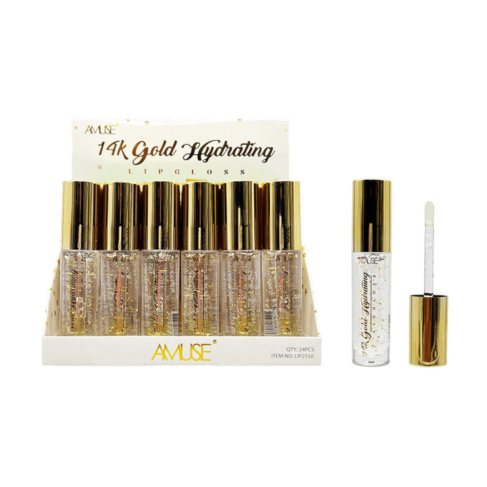 Display - 14K Gold Hydrating Lip Gloss - 24 Pcs - MAKEUPMX Distribuidora