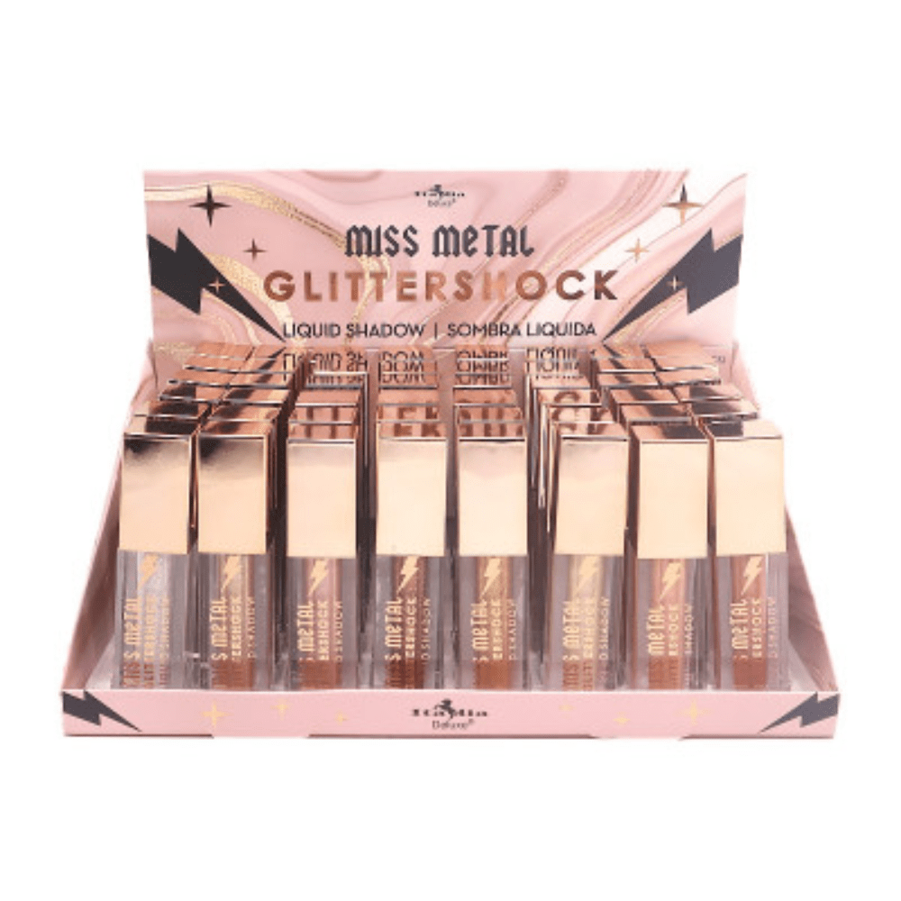 Display - Miss Metals Glittershock Liquid Shadows - 48 Pcs - MAKEUPMX Distribuidora
