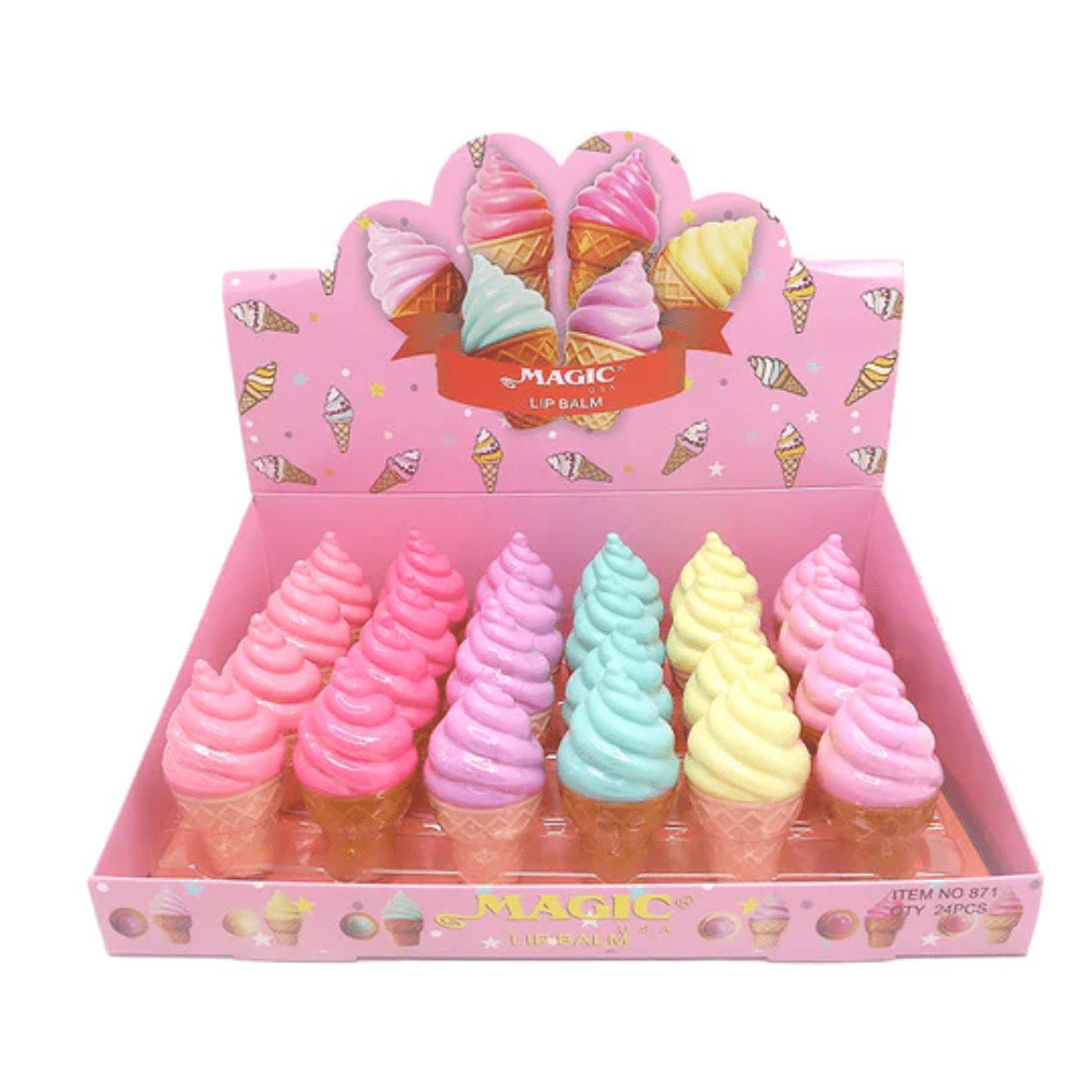 Display - Swirl Ice Cream Cone Lip Balm - 24Pcs - MAKEUPMX Distribuidora