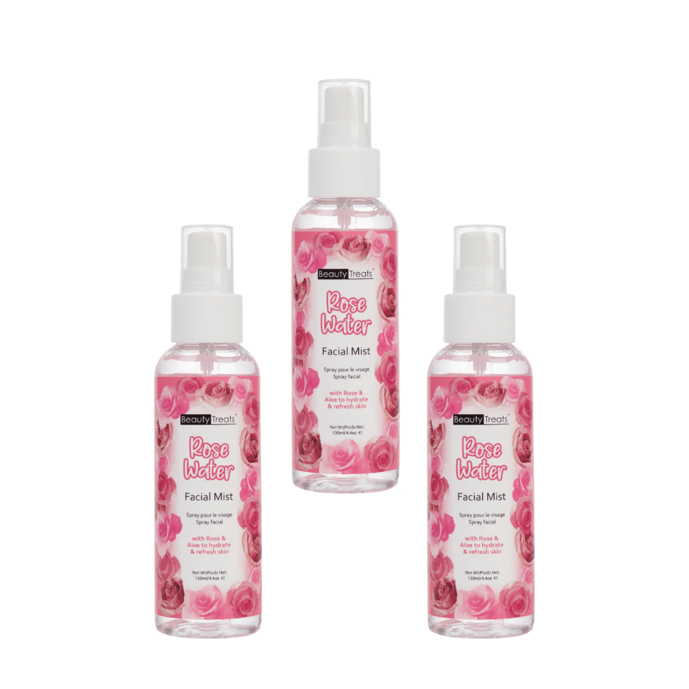 Pack 3 pz - Rose Water Facial Spray Beauty Treats - MAKEUPMX Distribuidora
