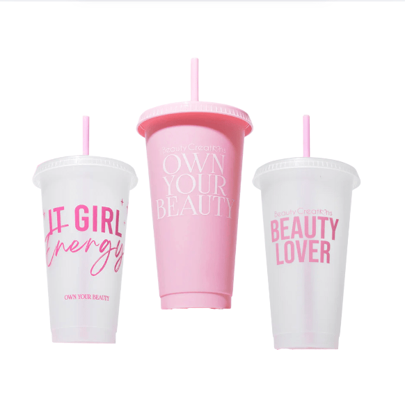 Pack 3 pz - Vasos De Plástico c/popote - MAKEUPMX Distribuidora