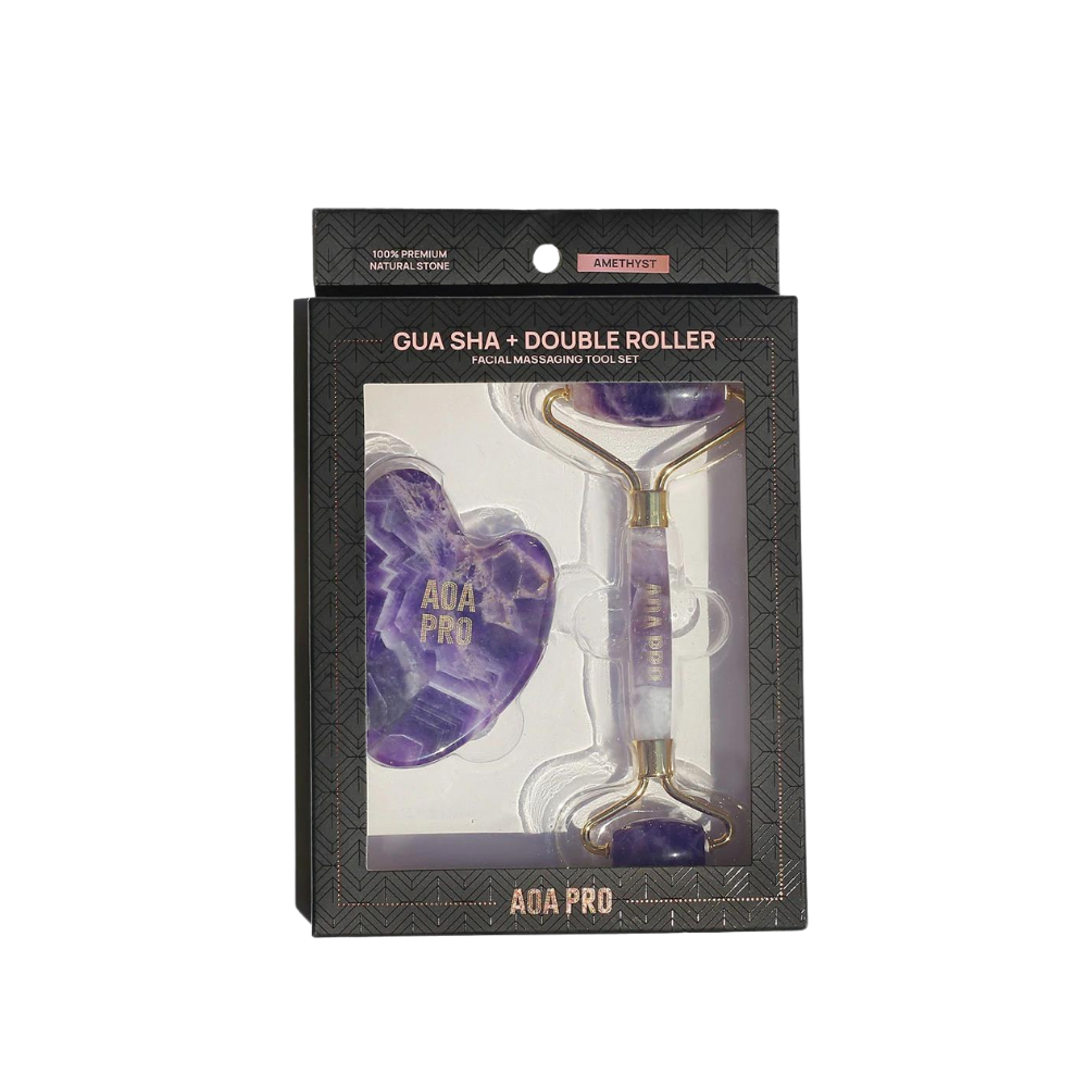 Gua Sha + Roller Massaging Set - Amethyst