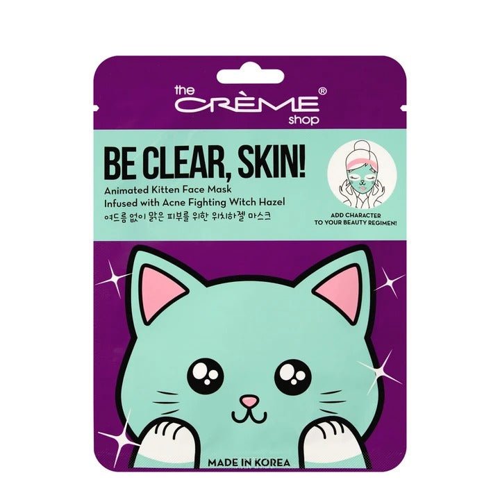 Be Clear, Skin! Kitten Face Mask - Acne Fighting Witch Hazel - MAKEUPMX Distribuidora