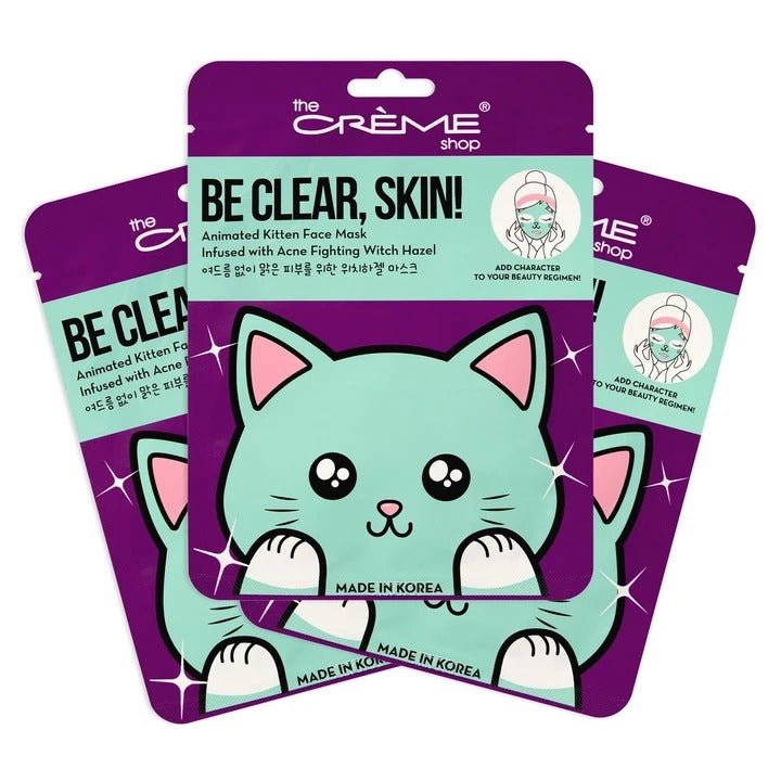Be Clear, Skin! Kitten Face Mask - Acne Fighting Witch Hazel - MAKEUPMX Distribuidora