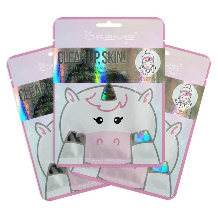 Clear Up, Skin! Unicorn Face Mask - Clarifying Strawberry Milk - MAKEUPMX Distribuidora