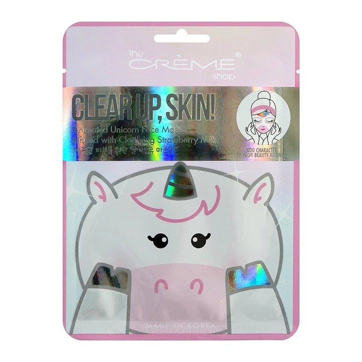 Clear Up, Skin! Unicorn Face Mask - Clarifying Strawberry Milk - MAKEUPMX Distribuidora