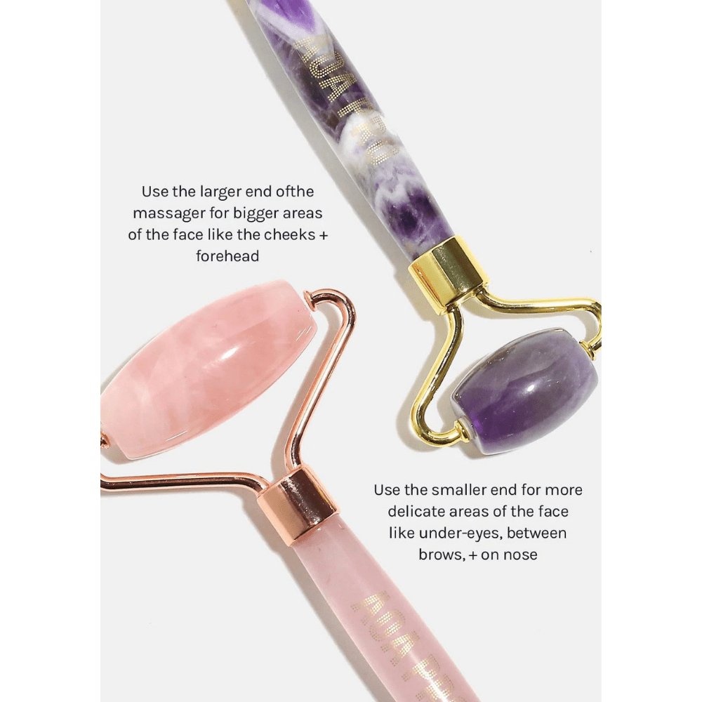Gua Sha + Roller Massaging Set - Rose Quartz - MAKEUPMX Distribuidora