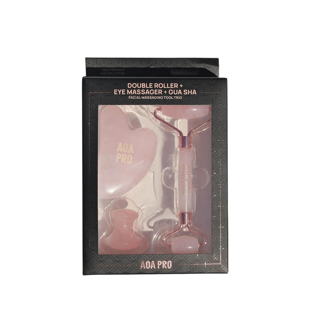 Gua Sha Trio Facial Set - Rose Quartz - MAKEUPMX Distribuidora