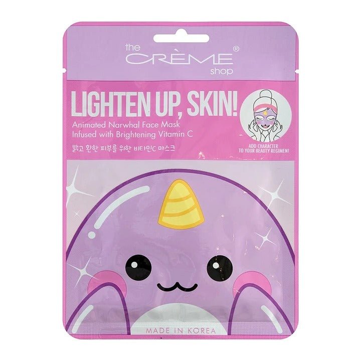 Lighten Up, Skin! Animated Narwhal Face Mask - Brightening Vitamin C - MAKEUPMX Distribuidora