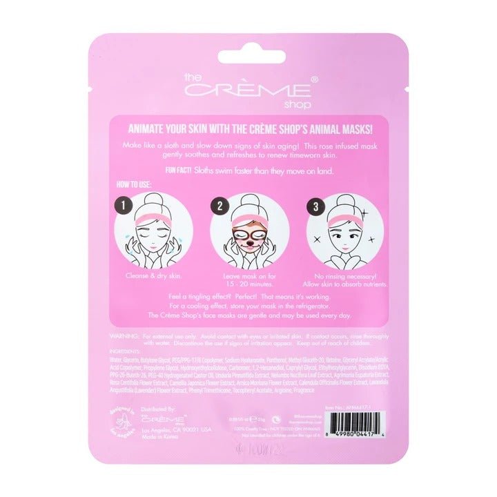 Slow Down, Skin! Sloth Face Mask - Renewing Rose - MAKEUPMX Distribuidora